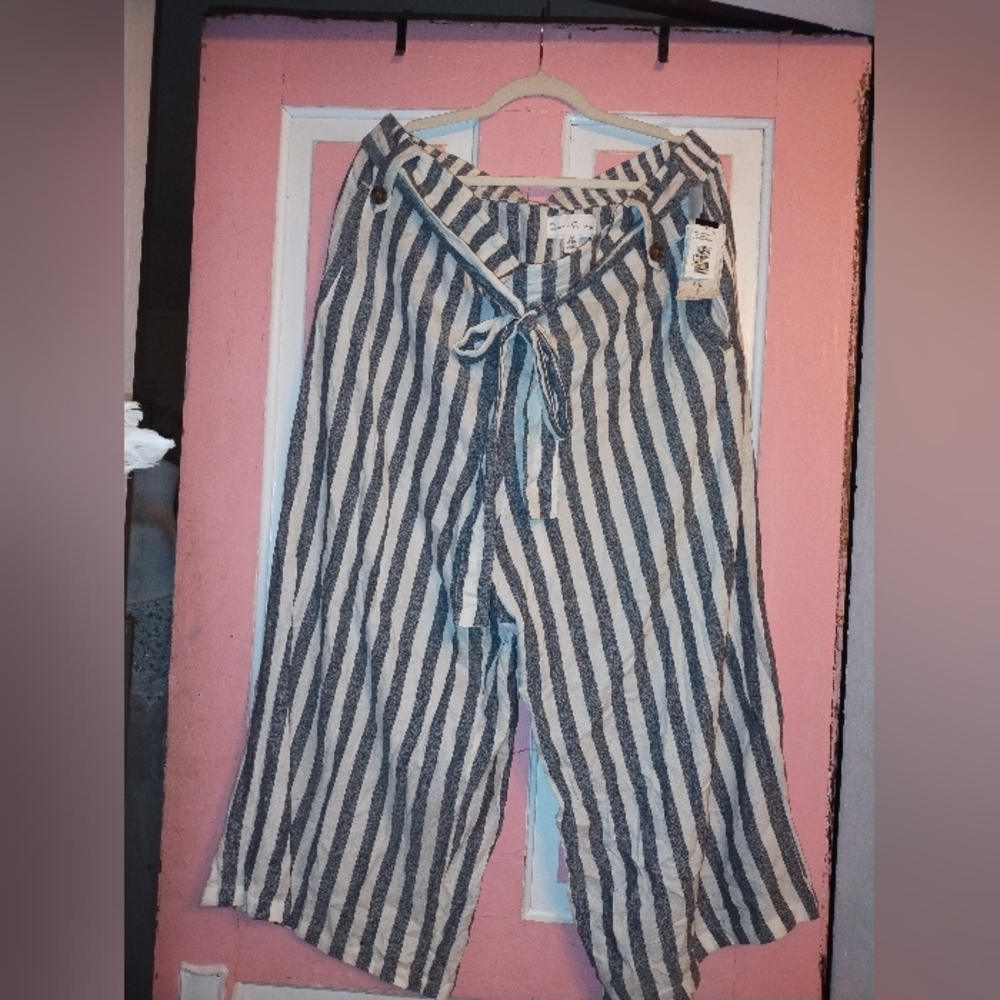French Laundry Navy and White Striped Pants